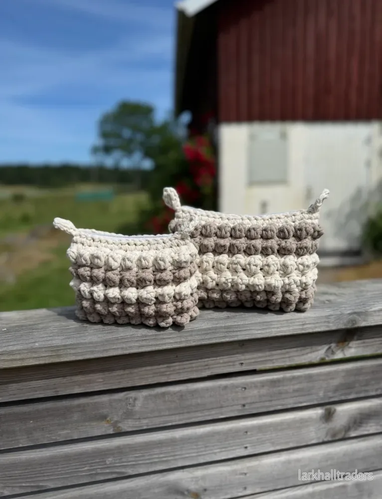 Virkad bubbliga necessär, beige/vit - Bild 2