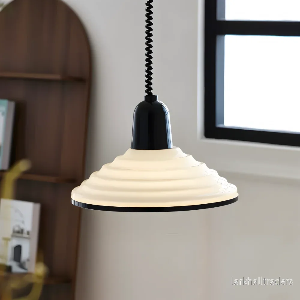 Pariselle – Modern Krämfärgad Taklampa med Svart Fjäderkabel - Bild 3
