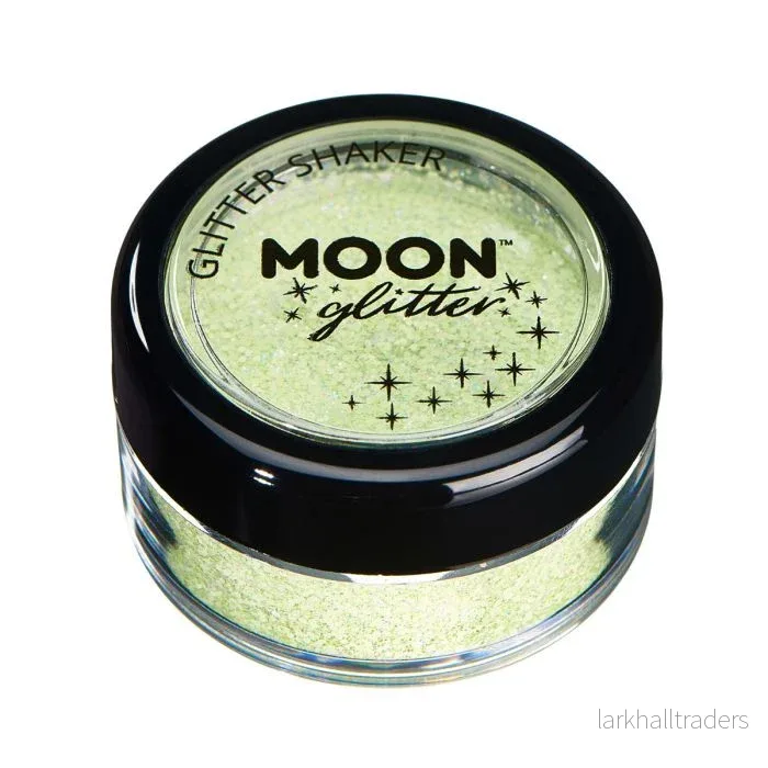 Moon Glitter i burk shaker, pastell grön 3 g Moon Glitter i burk shaker, pastell grön 3 g