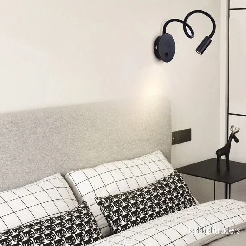Svart LED-vägglampa med 360° justerbart ljus - Bild 2