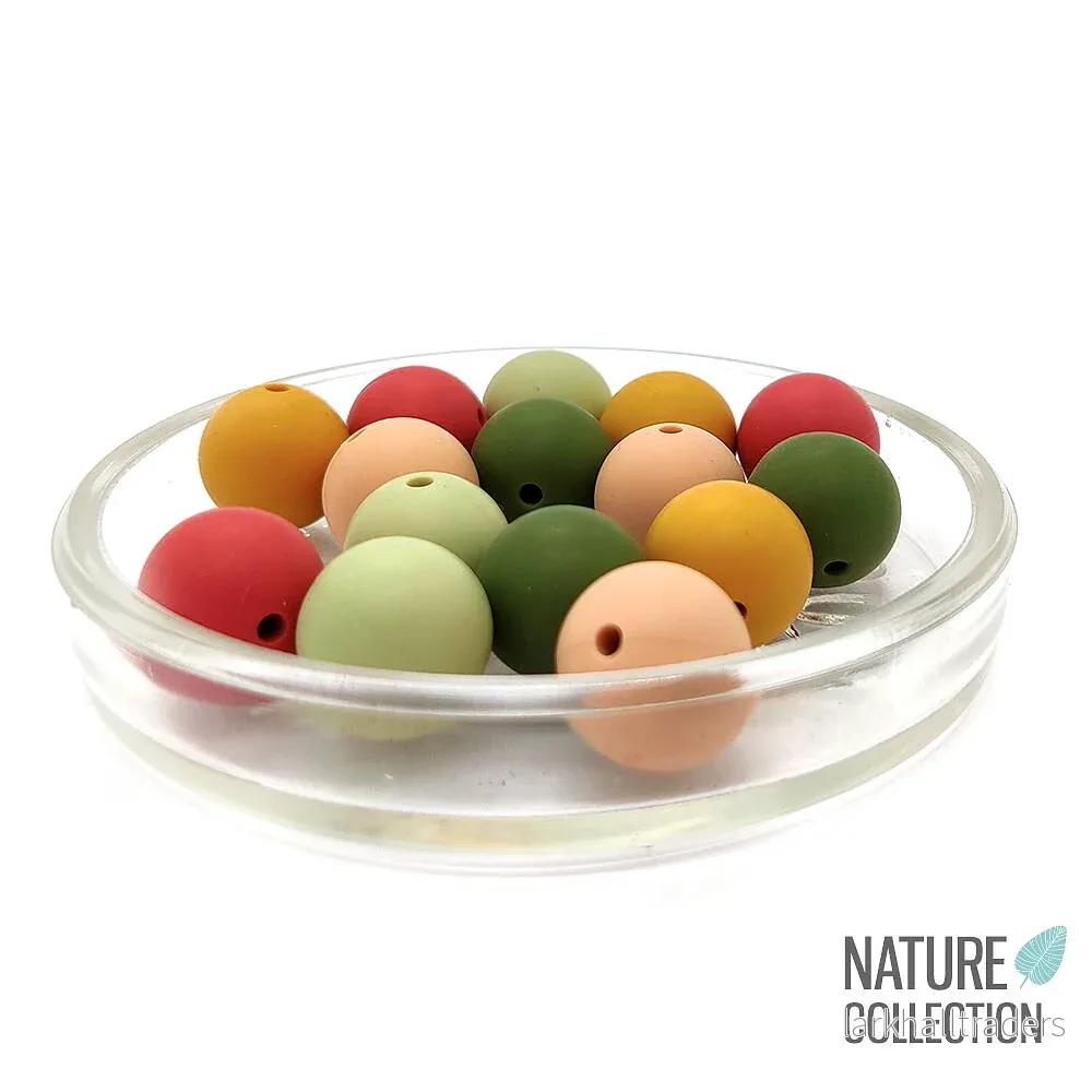 Set med silikonpärlor, ”nature”, 15mm, 15-pack Set med silikonpärlor, ”nature”, 15mm, 15-pack