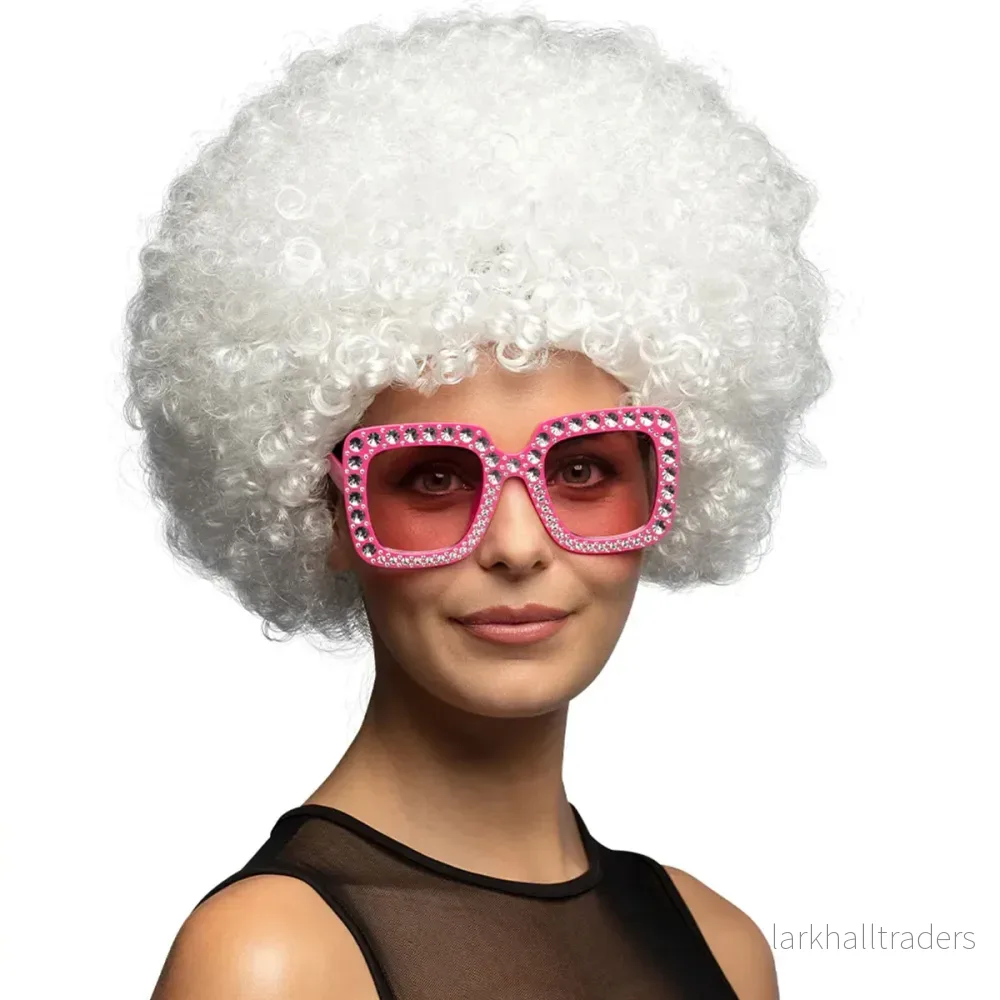 Peruk, disco groove vit - Bild 2