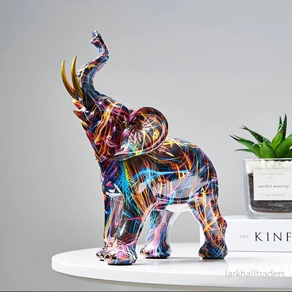 ColorMajesty Elefant – Abstrakt Mångfärgad Konststaty i Harts - Bild 2