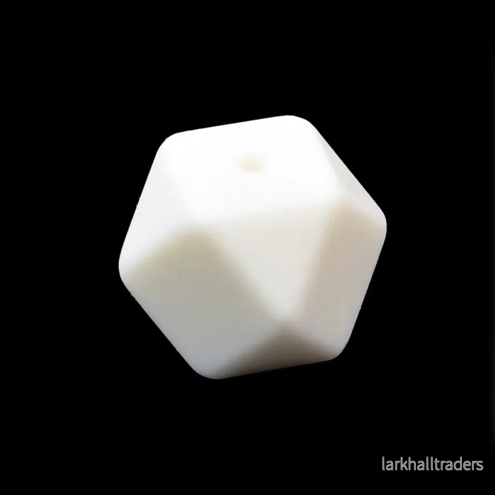 Kantig silikonpärla, vit, 14mm