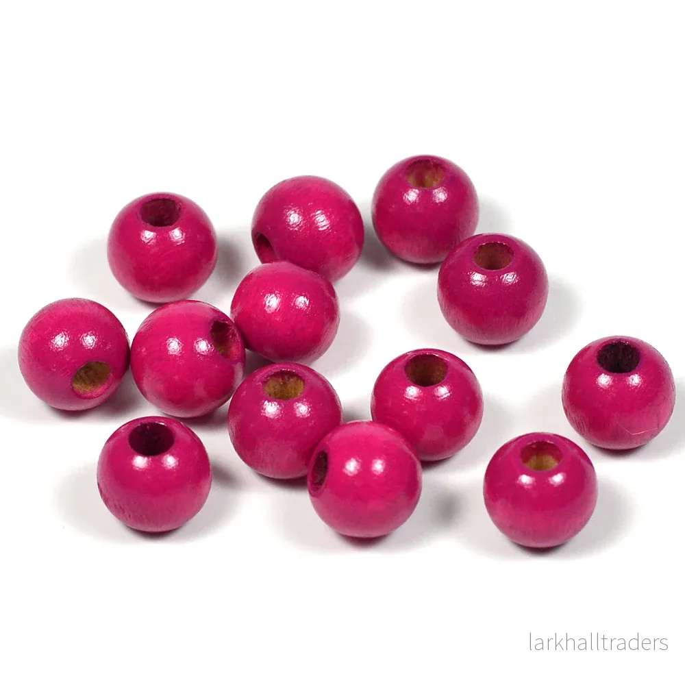 Träpärlor, 8mm, fuchsia, 60st Träpärlor, 8mm, fuchsia, 60st