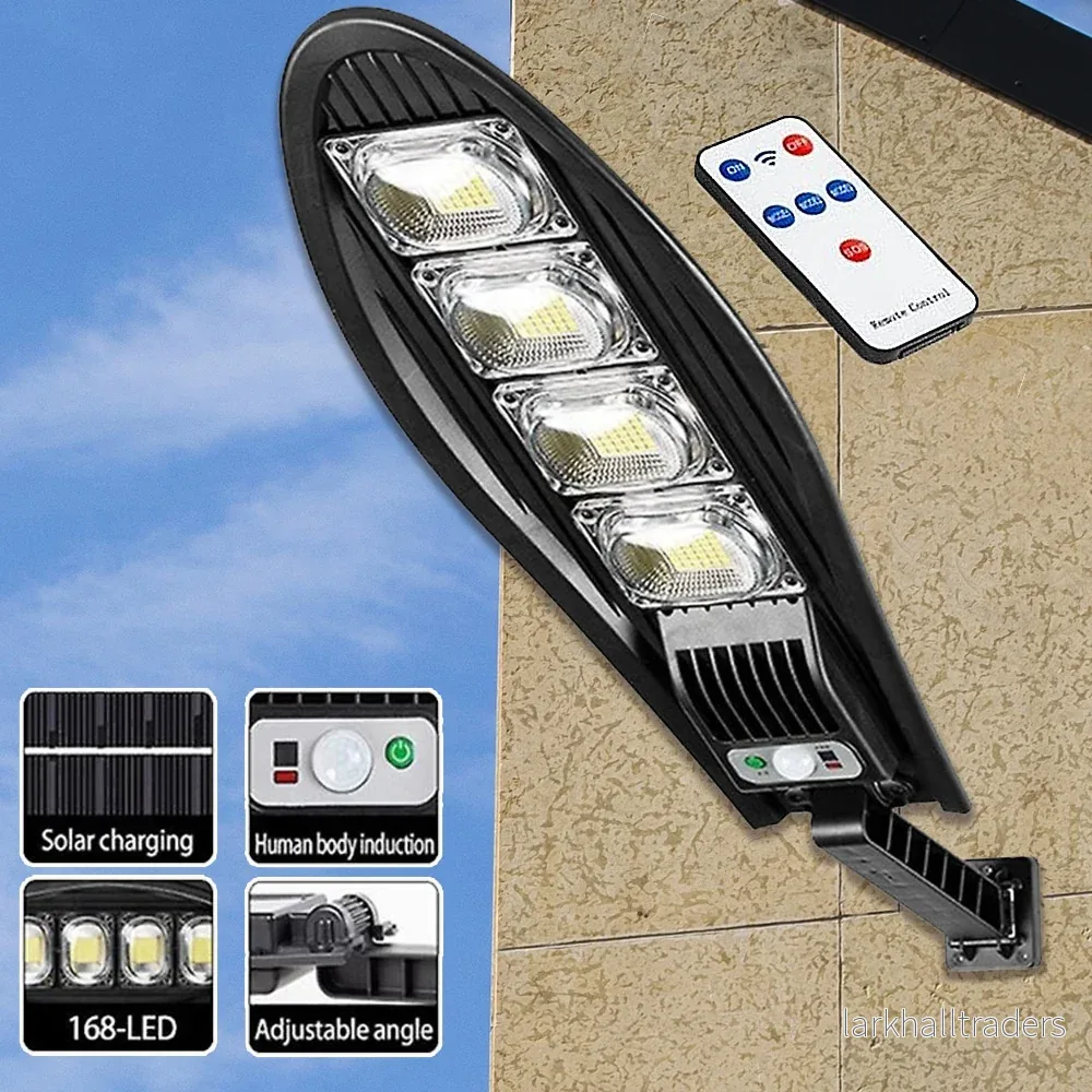 LED Gatubelysning 60W – 168LED med PIR (infraröd rörelsesensor) inkl. fjärrkontroll – solcellsdrivet ljus – LED Gatubelysning 60W – 168LED med PIR (infraröd rörelsesensor) inkl. fjärrkontroll – solcellsdrivet ljus –