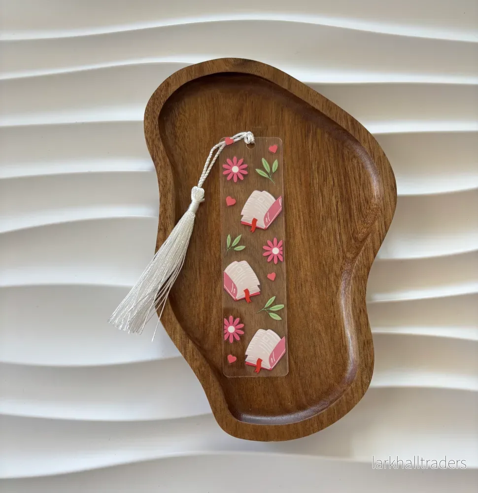 Bokmärke Transparent – Böcker och blommor Bokmärke Transparent – Böcker och blommor