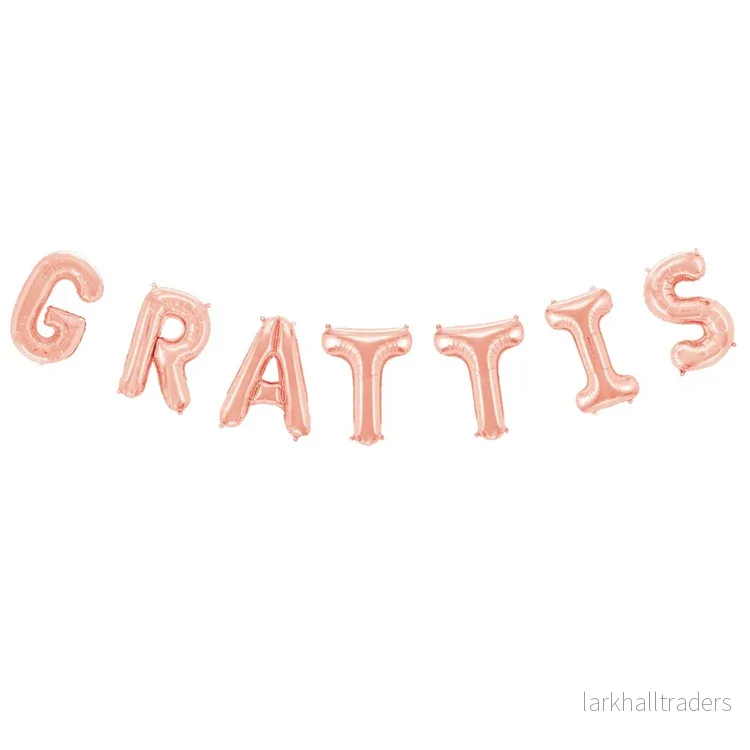 Folieballong, girlang grattis rosé