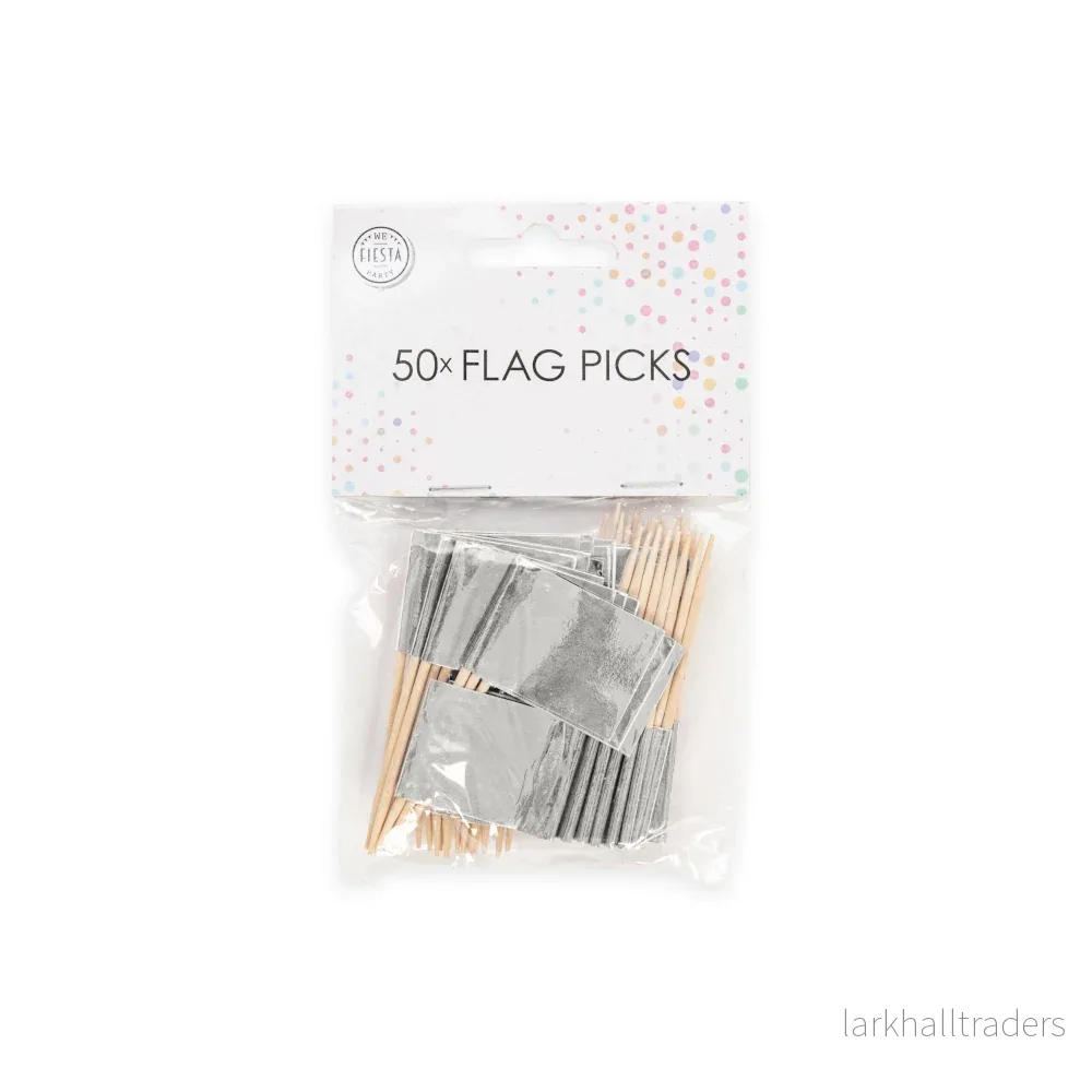 Cocktailflaggor, silver 50 st