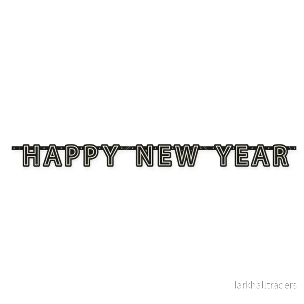 Girlang, happy new year svart 180×13 cm Girlang, happy new year svart 180×13 cm