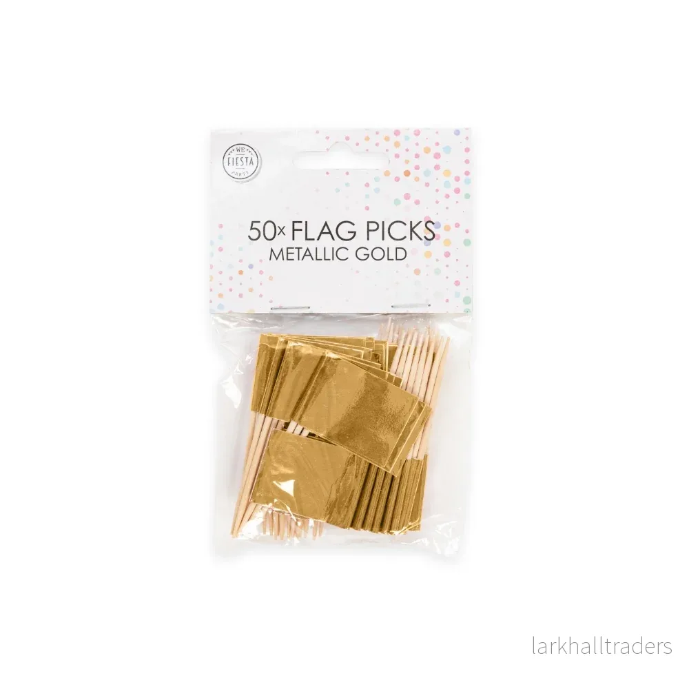 Cocktailflaggor, guld 50 st