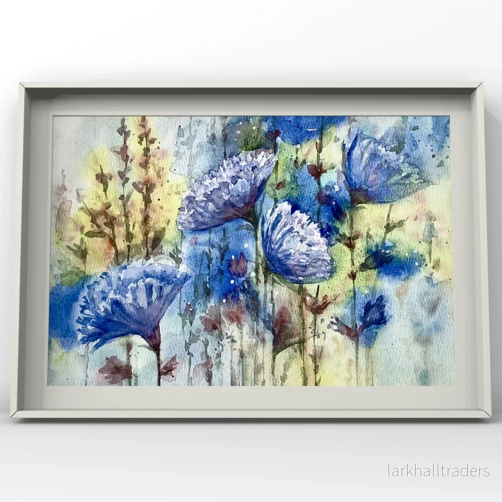 Ny Original akvarellmålning ”Blue sage summer” - Bild 3