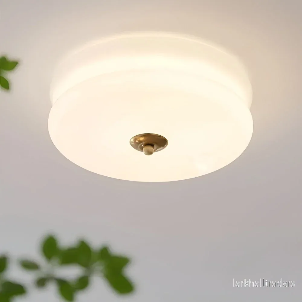 Kreolux – Rund Taklampa i Krämfärgat Glas med Integrerad LED - Bild 2