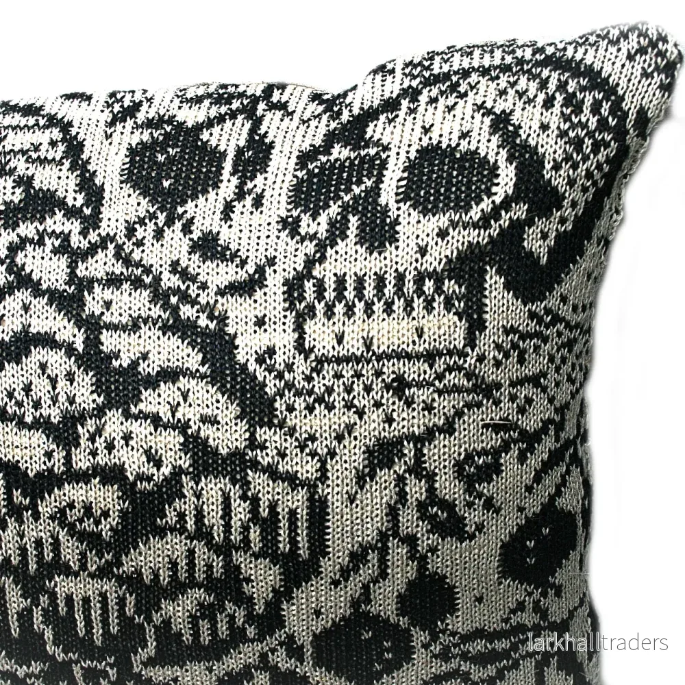 Harvest - Stickad Linne Kuddöverdrag Svart och Linne - Bild 2