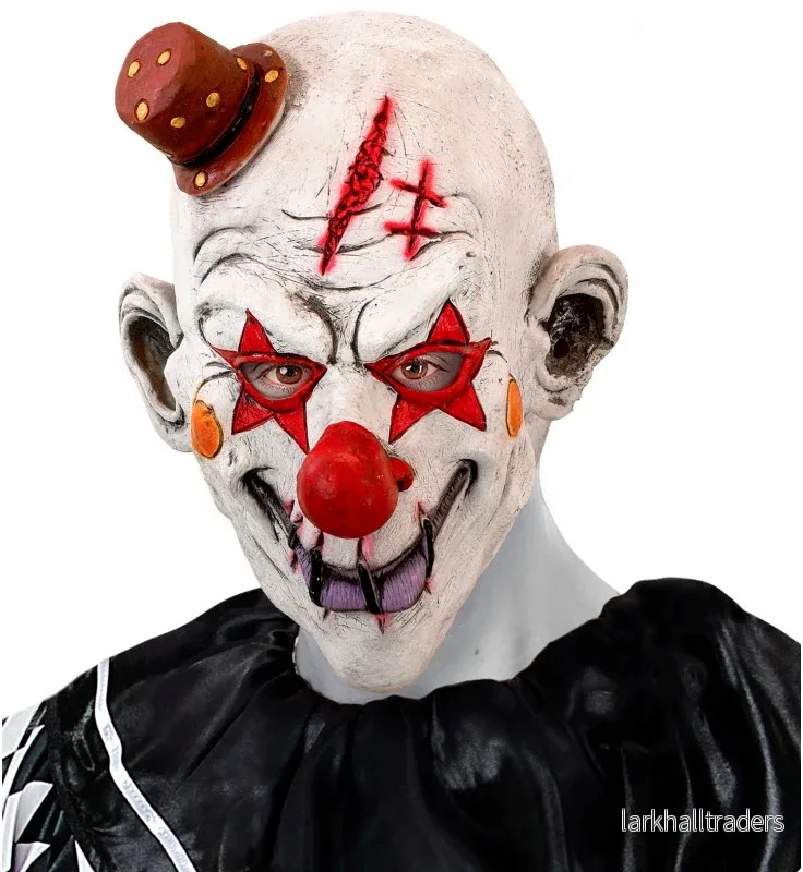 Latexmask, killer clown röd/vit