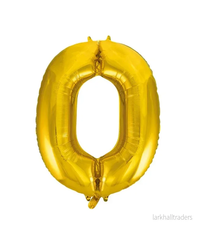 Folieballong, siffra 0 guld 86 cm Folieballong, siffra 0 guld 86 cm