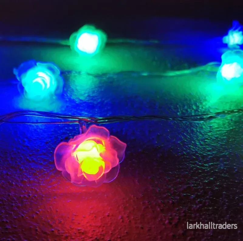 LED-ljuskedja med blommor 20 st Transparent – Multicolor w / flash (3.5 meter)