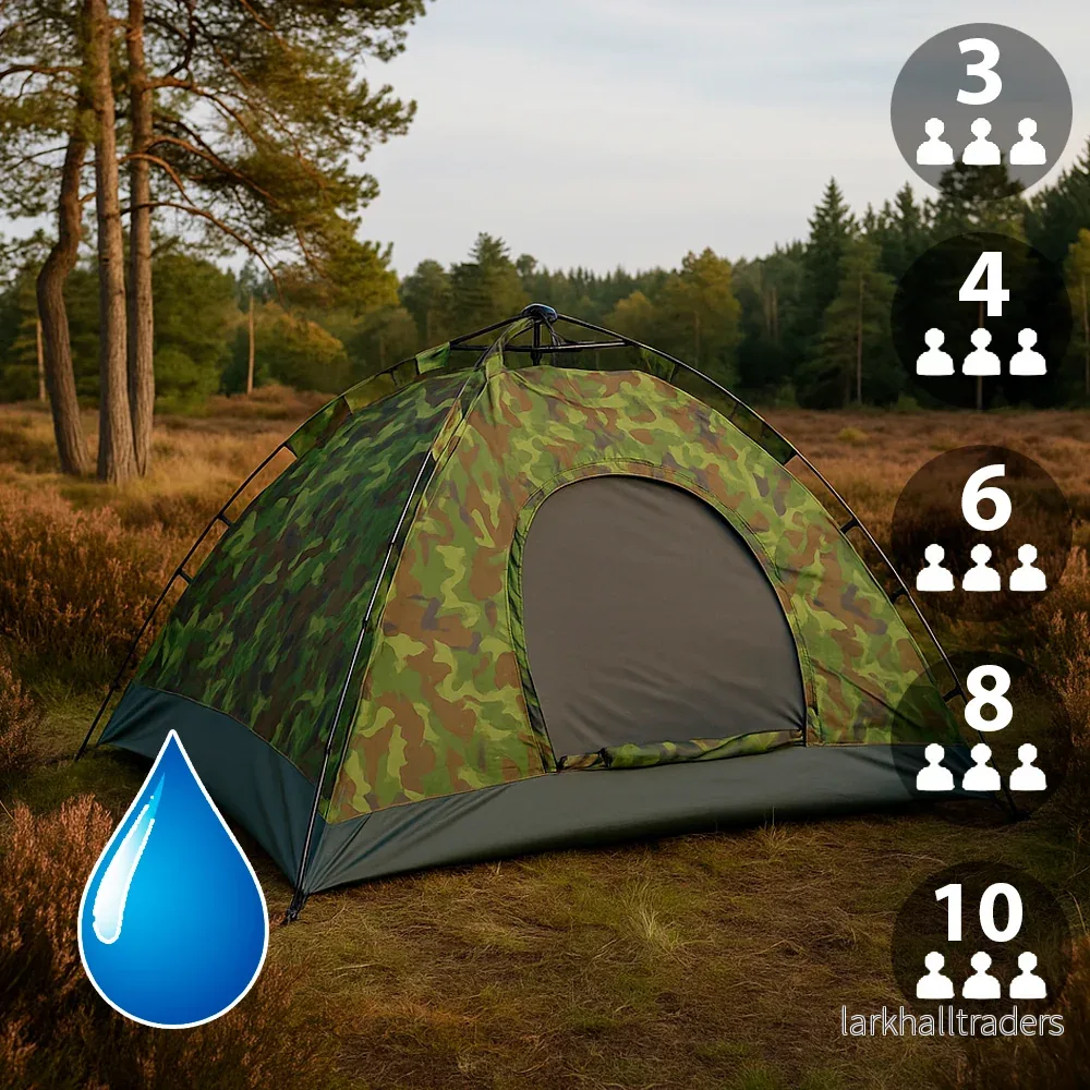 Quick-Up Camouflagetält för 3–10 personer Quick-Up Camouflagetält för 3–10 personer