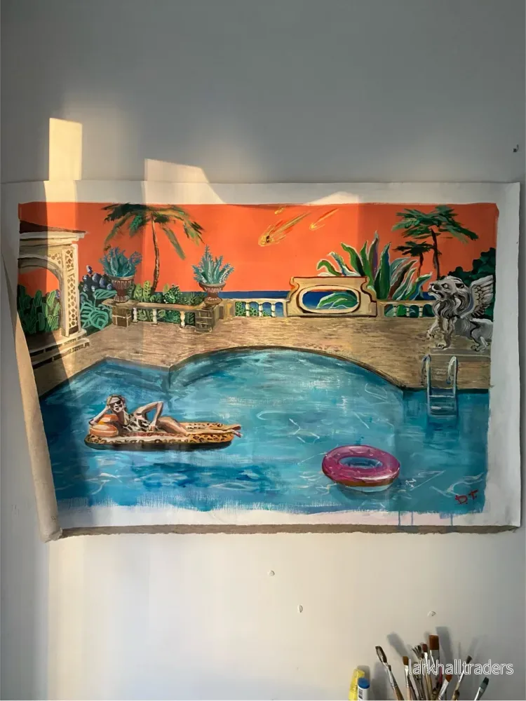 “Italy” Original Akryl Linne Målning - Bild 2