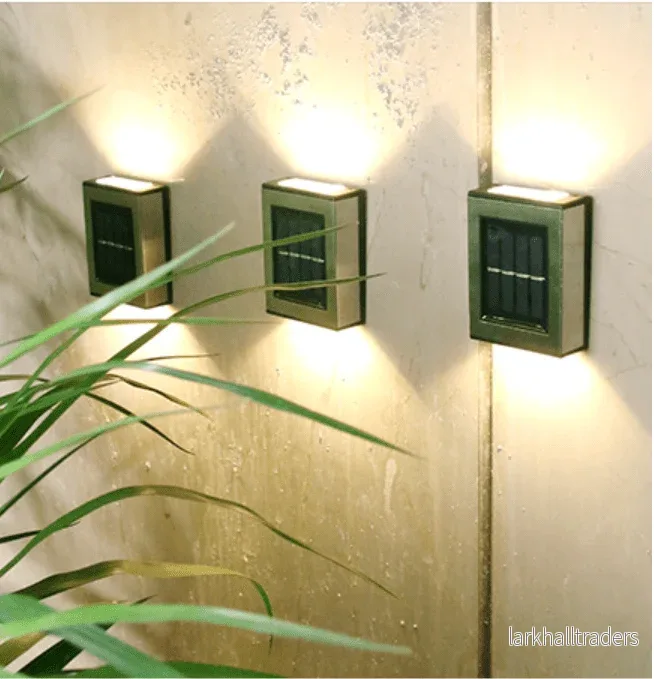 LED solcell Vägglampa (up-downlight), 2 stycken i rostfritt stål eller svart - Bild 2