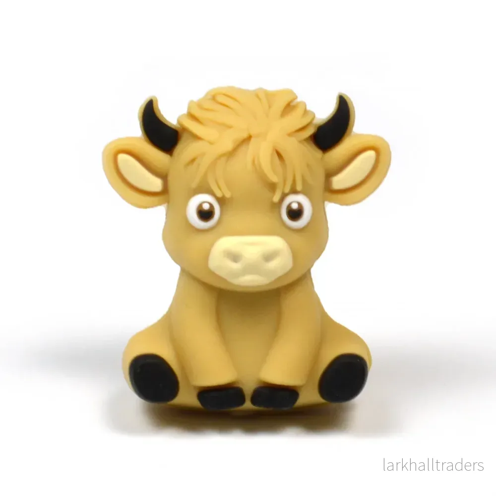 Motivpärla i silikon, 3D highland cow Motivpärla i silikon, 3D highland cow