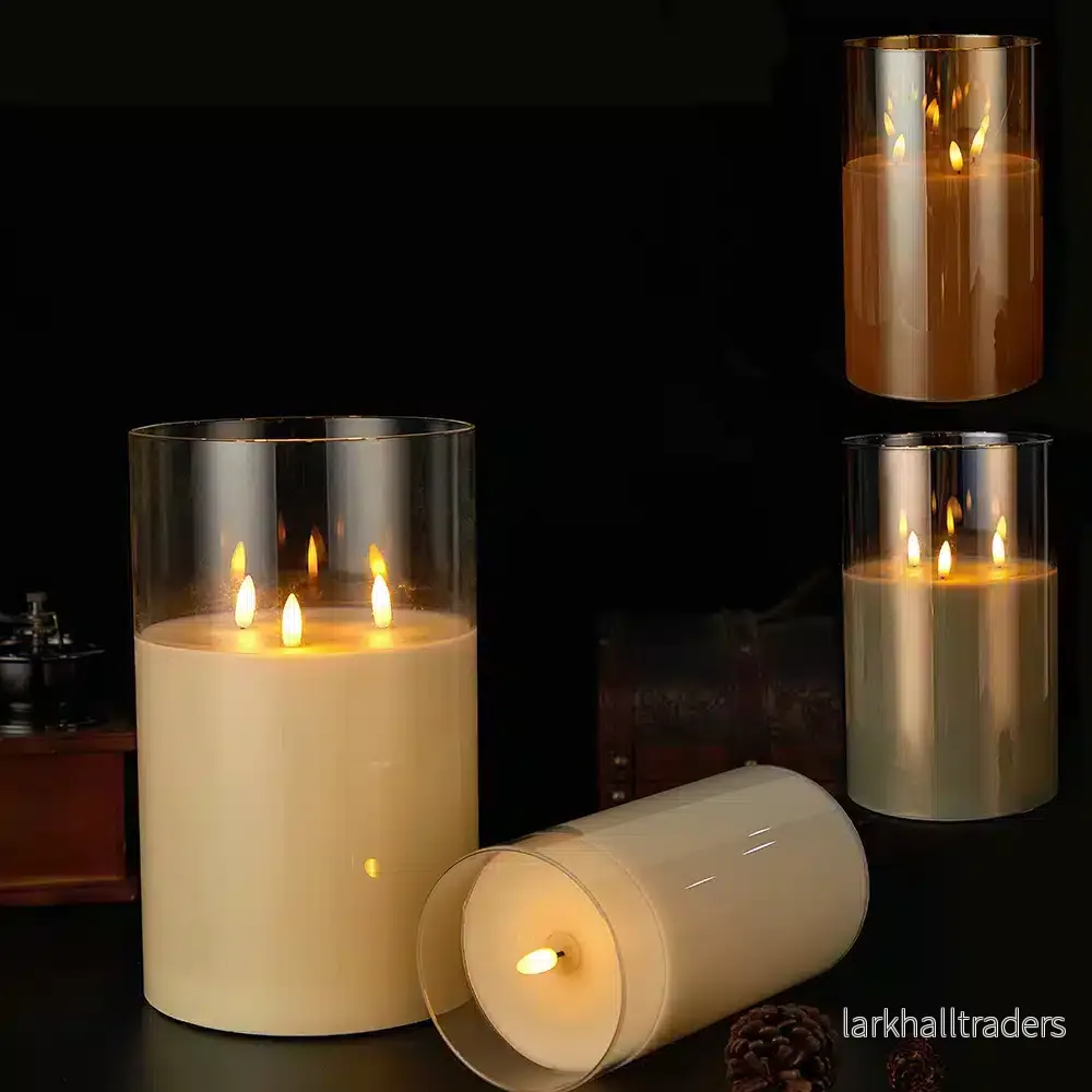LED-Stearinljus med 3 lågor – 1 st. – Ø15 x 25 cm – Guld, Grå eller Vit LED-Stearinljus med 3 lågor – 1 st. – Ø15 x 25 cm – Guld, Grå eller Vit