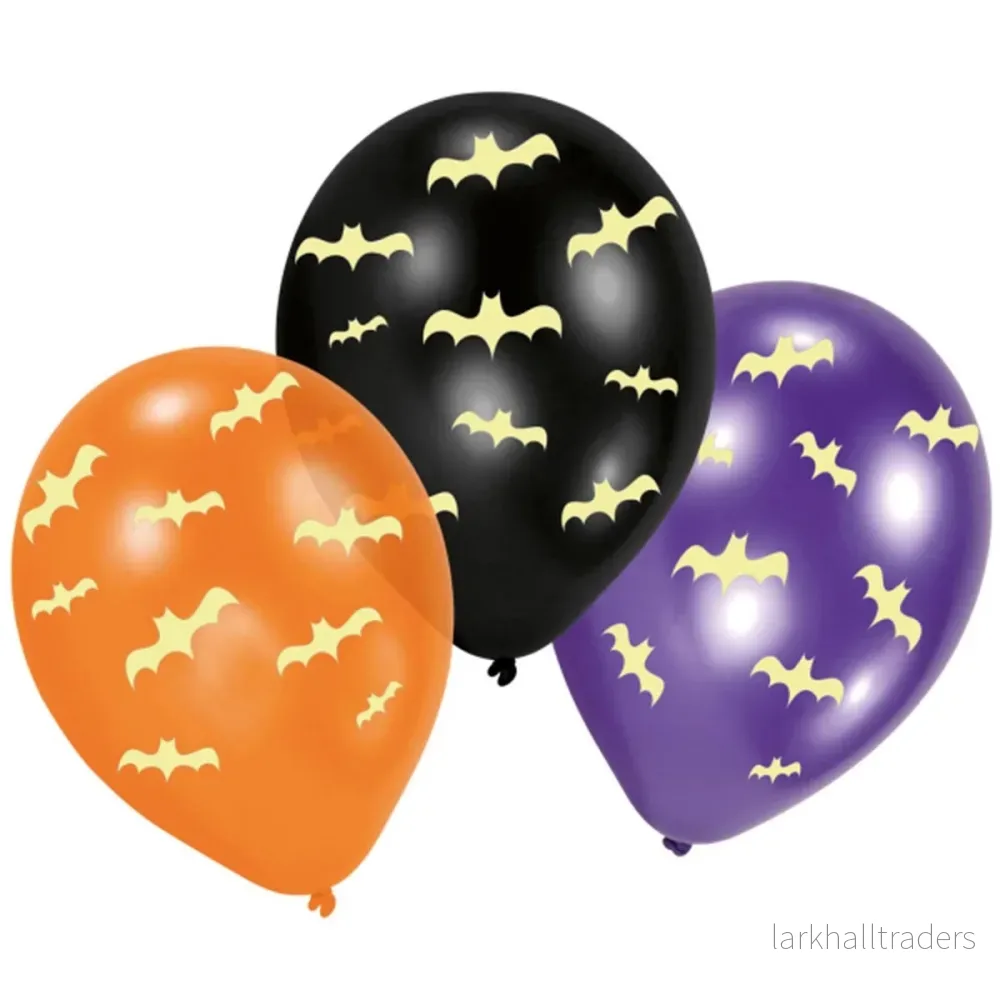 Latexballonger, Glow in the dark Bats 27 cm 6 st Latexballonger, Glow in the dark Bats 27 cm 6 st