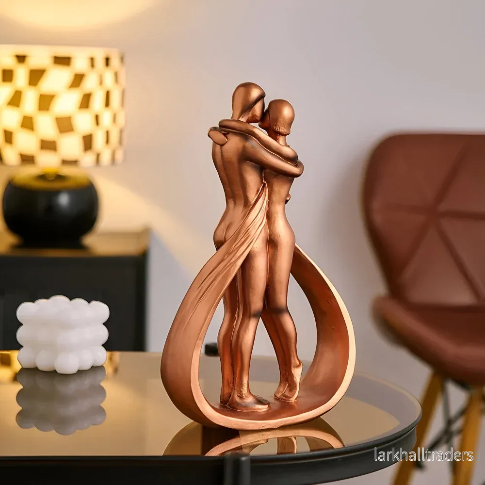 BronzEmbrace – Modern Kyssande & Kramande Kärleksfigur i Konstharts