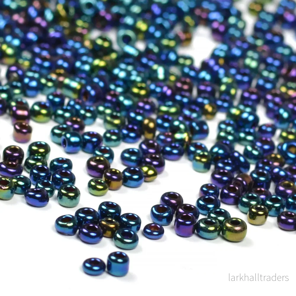 Seed Beads, 2mm, midnattsblå metallic, 30g - Bild 3