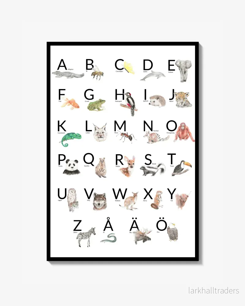 Animal Alphabet (Swedish) Poster Animal Alphabet (Swedish) Poster