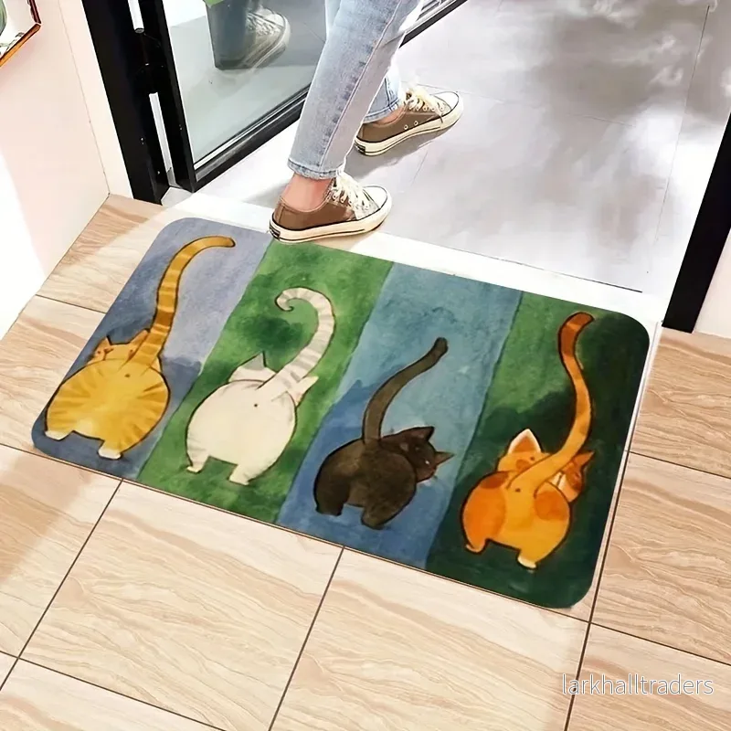 Kattmönstrad Dörrmatta – Fläckbeständig Flanellmatta med Halkskydd (30×50 / 40×60 cm) - Bild 3