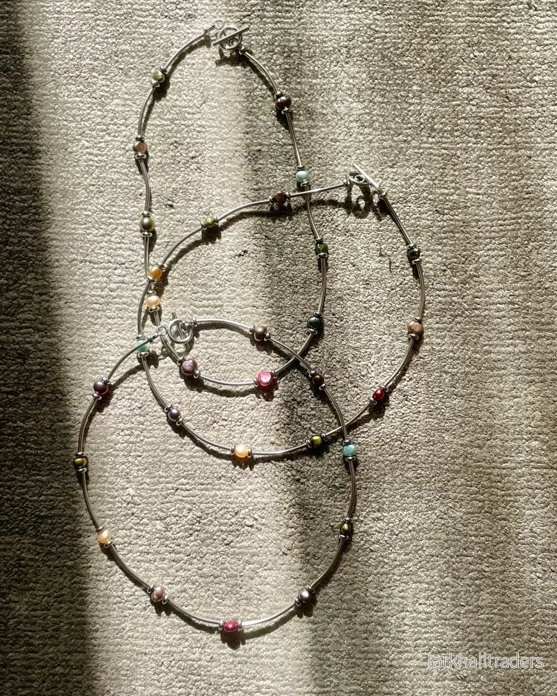 Färgglatt sötvattenspärlhalsband - Bild 3