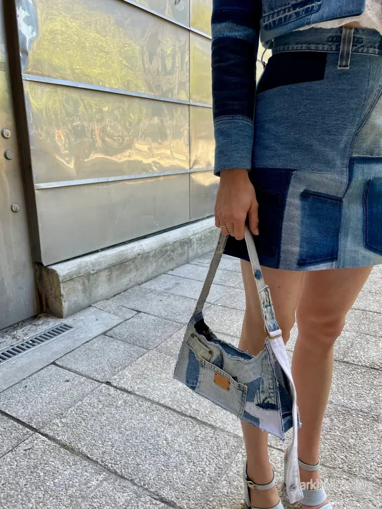 Blå Denim Baguetteväska - Bild 2