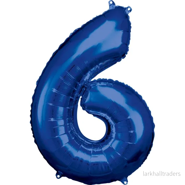 Folieballong, siffra 6 blå 86 cm Folieballong, siffra 6 blå 86 cm