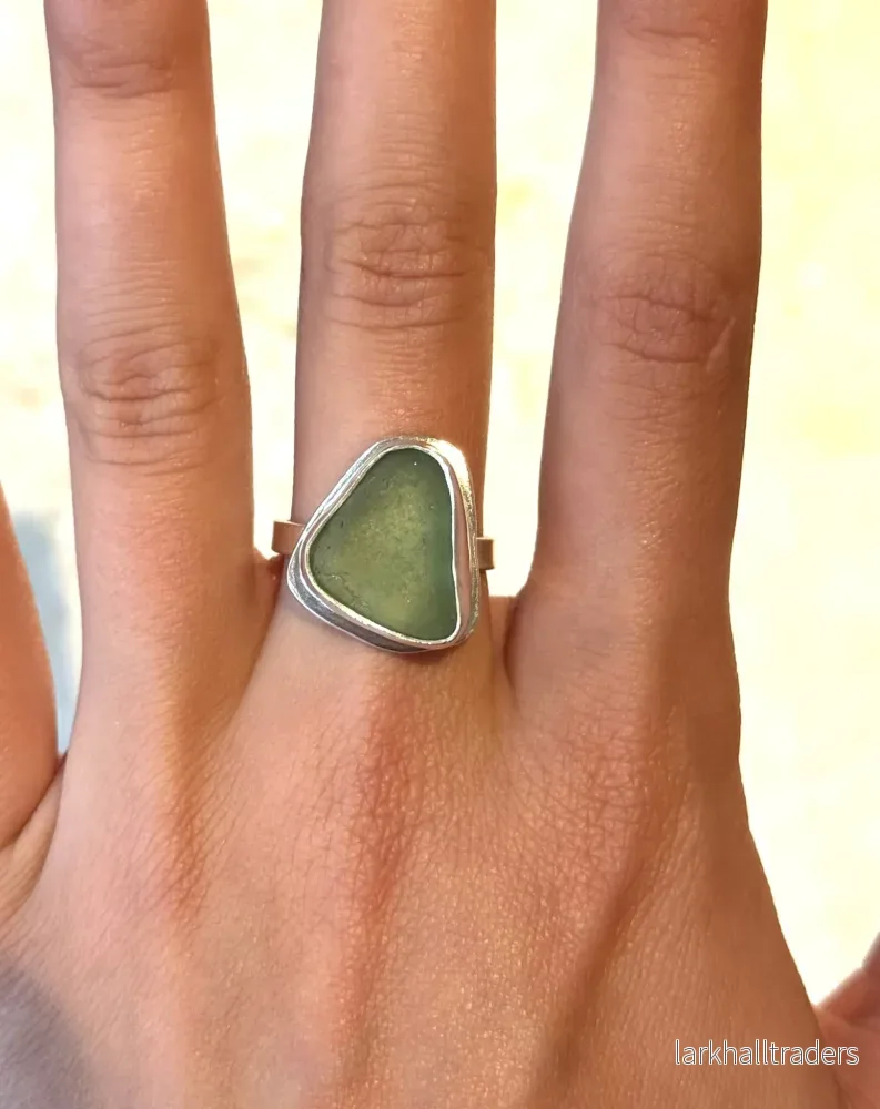 Silverring Havsglas