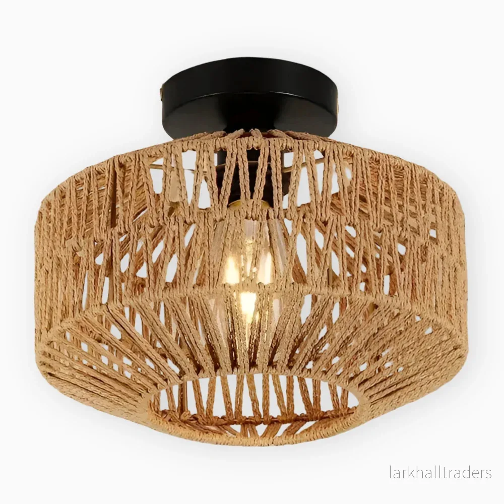 Solvane – Handgjord Rattan Taklampa i Bohemisk Stil