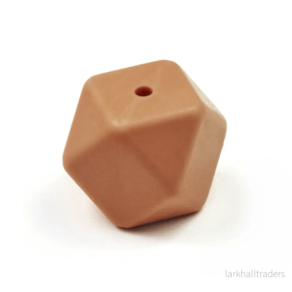 Kantig silikonpärla, nougat, 14mm