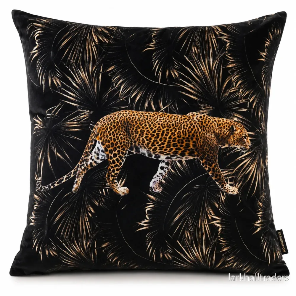 Kuddfodral Leopard Svart 60 × 60 cm Kuddfodral Leopard Svart 60 × 60 cm
