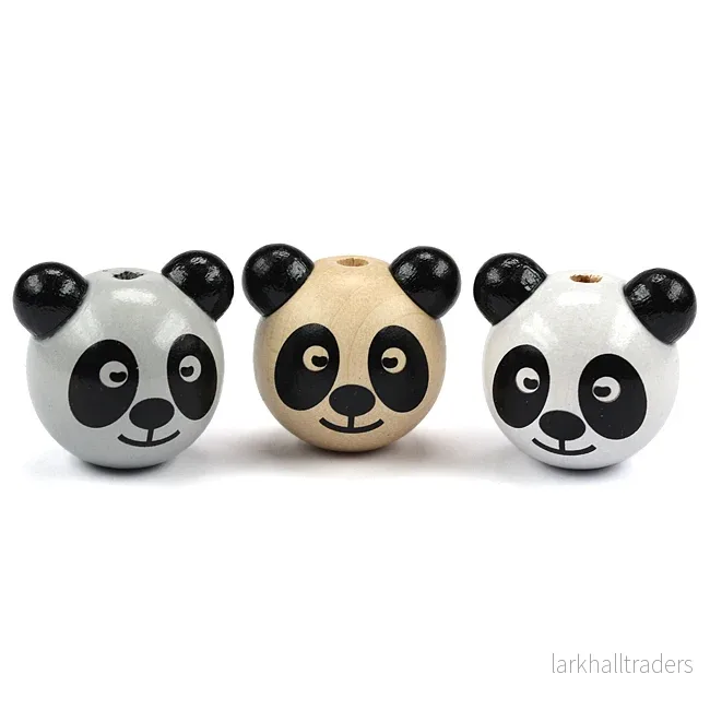 Rund motivpärla i trä, panda Rund motivpärla i trä, panda