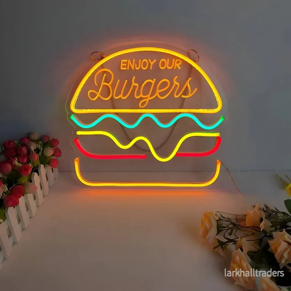 SnackLite – Färgglad Fastfood Neon Skylt för Bar & Restaurang