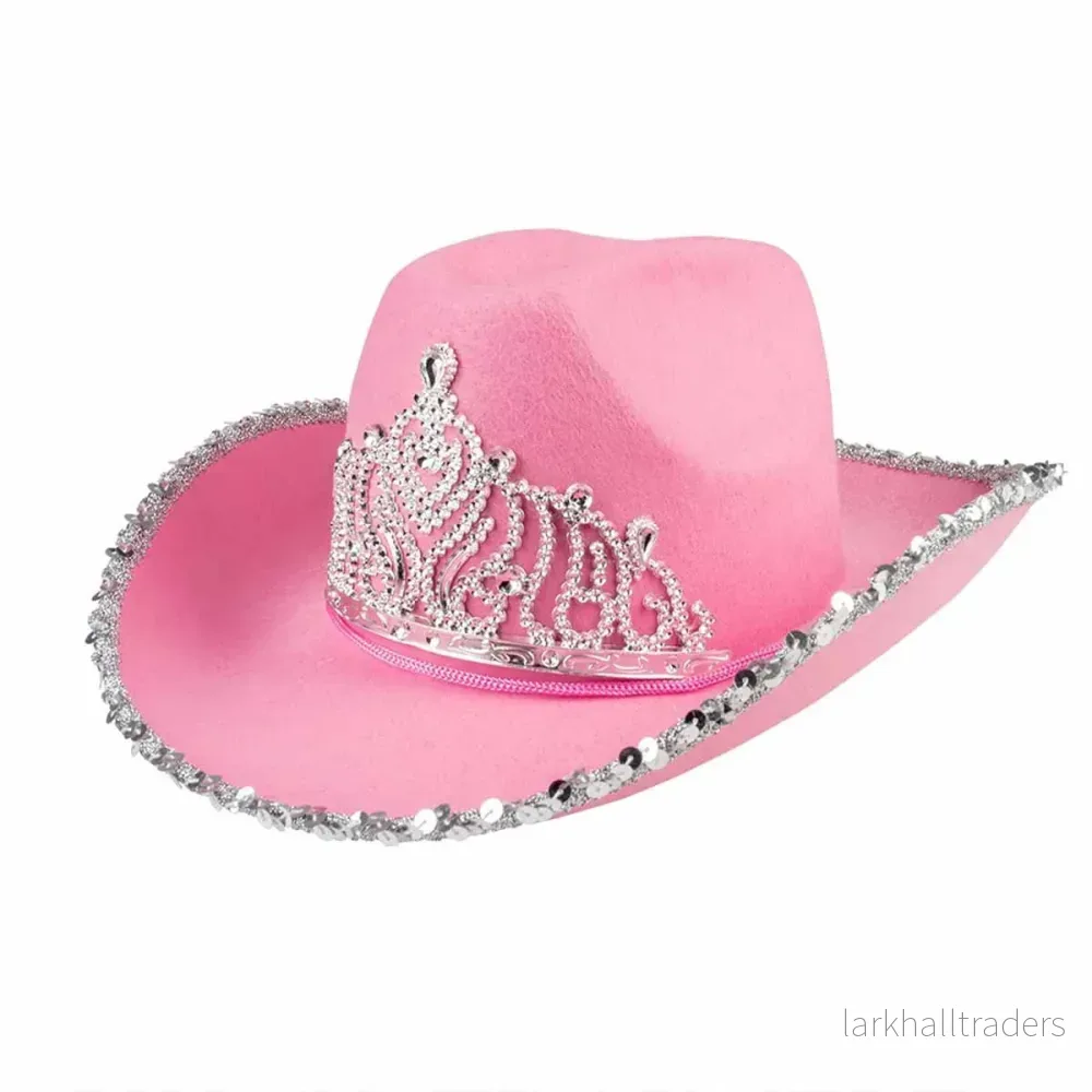 Cowboyhatt, tiara och glitter rosa Cowboyhatt, tiara och glitter rosa