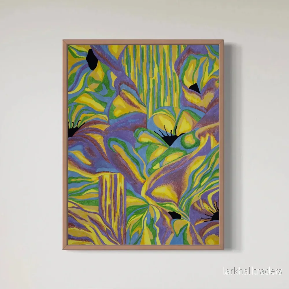 Seaweed yellow and purple Print