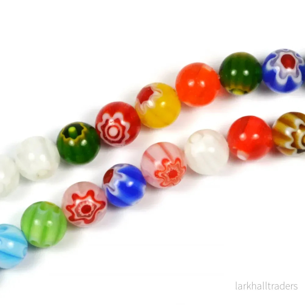 Runda millefiori pärlor, 8mm Runda millefiori pärlor, 8mm