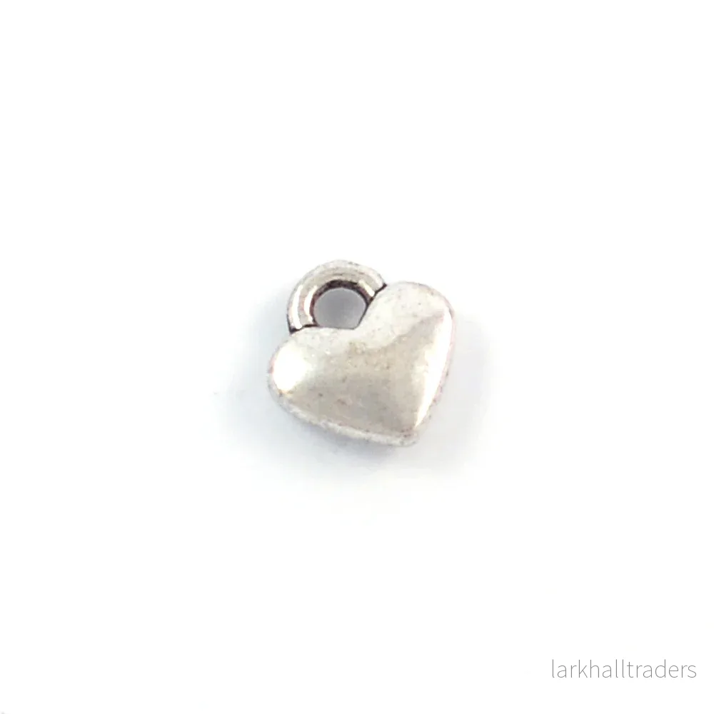 Berlock, små hjärtan, antiksilver, 20st