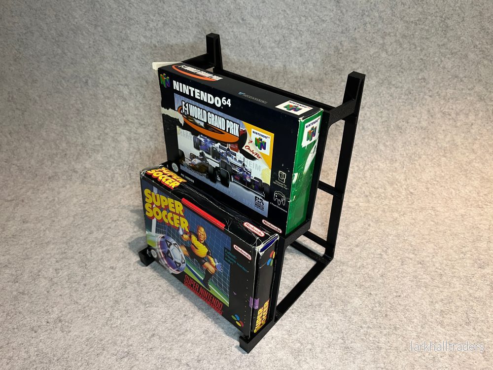 Spelställ för 3 original-spelboxar – Nintendo 64 / SNES