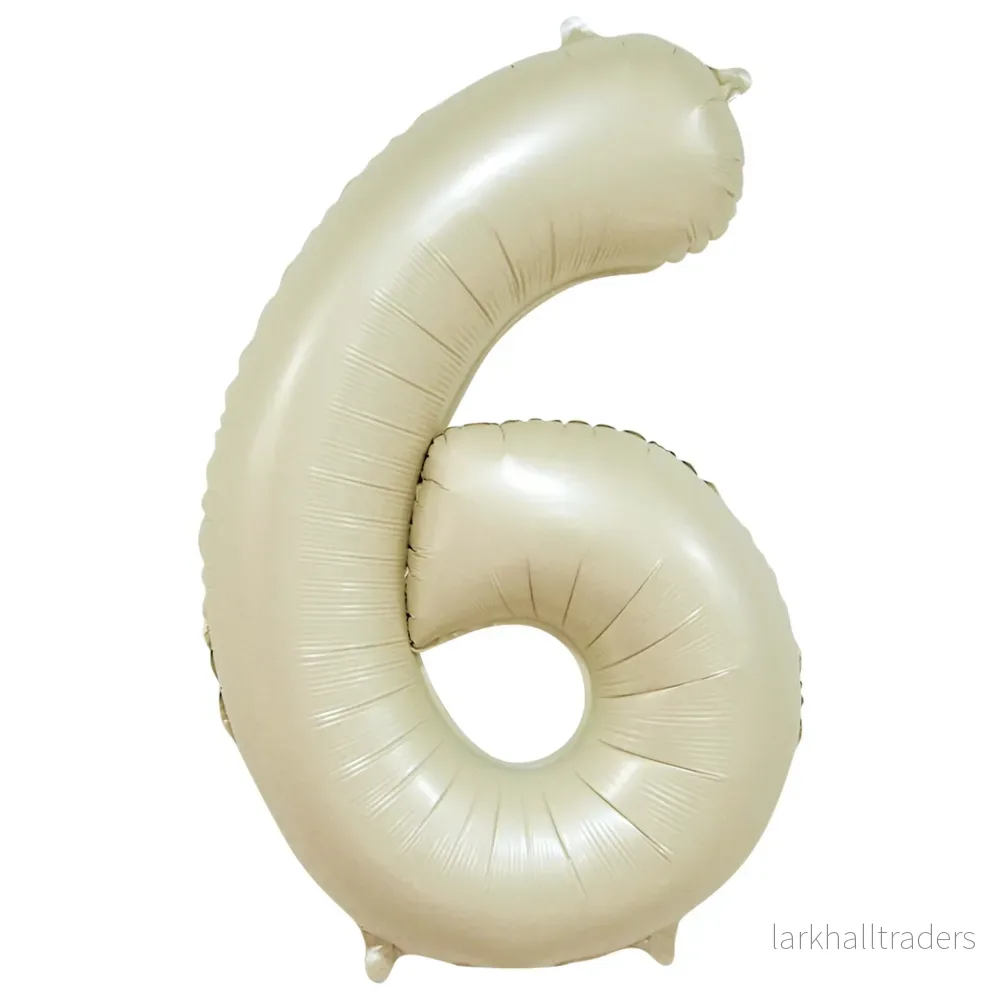 Folieballong, siffra 6 krämvit 86 cm Folieballong, siffra 6 krämvit 86 cm