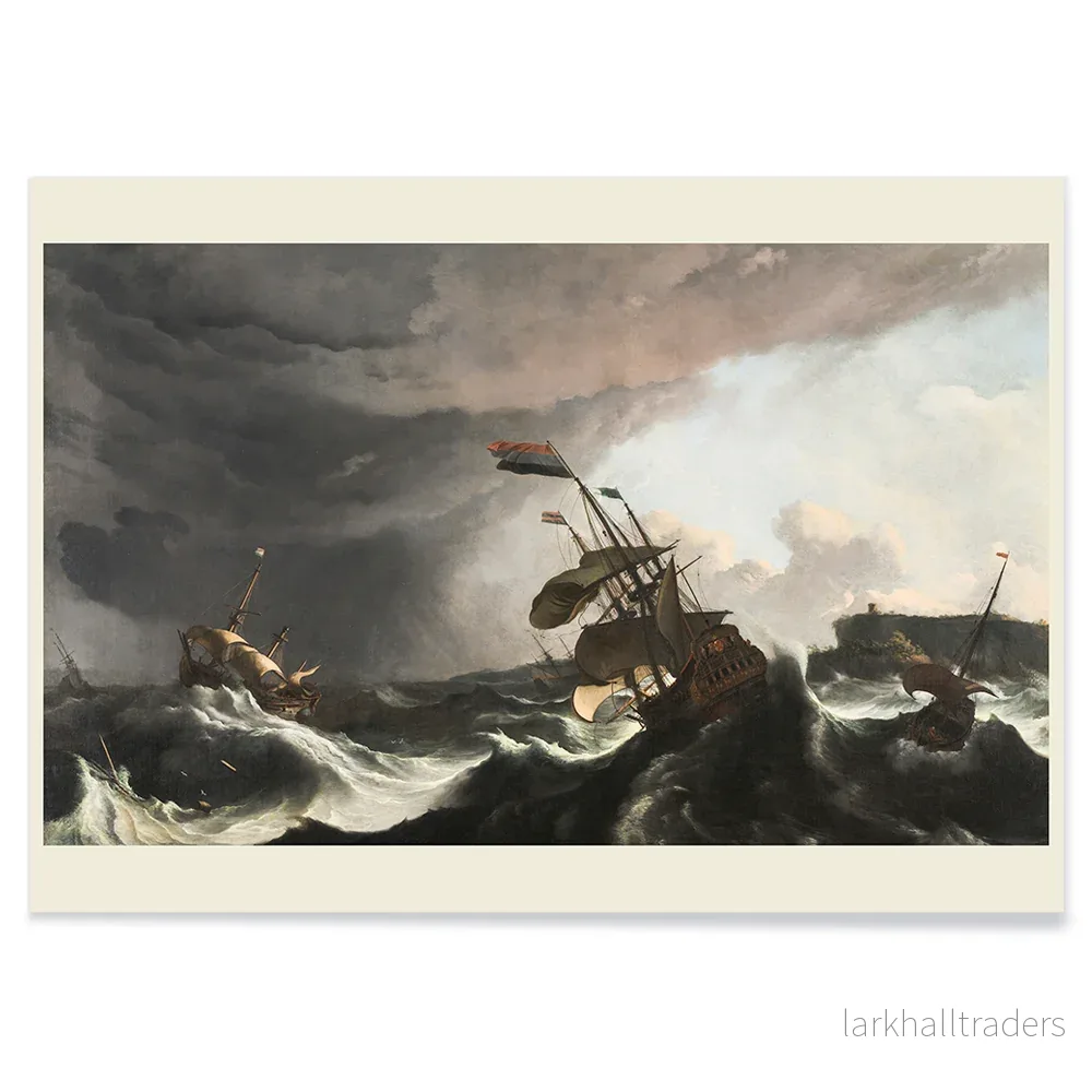 Krigsskepp i en våldsam storm Poster - Bild 2