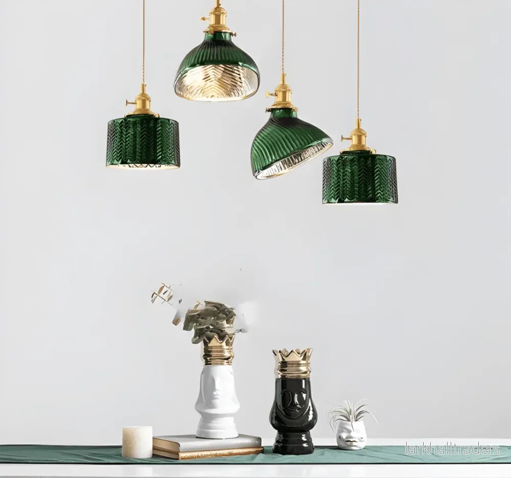 LuxurGreen – Nordisk Pendellampa i Räfflat Grönt Glas LuxurGreen – Nordisk Pendellampa i Räfflat Grönt Glas