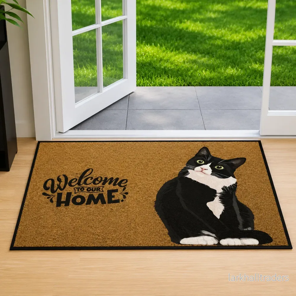 Kattmönstrad Dörrmatta – Fläckbeständig Flanellmatta med Halkskydd (30×50 / 40×60 cm) - Bild 2