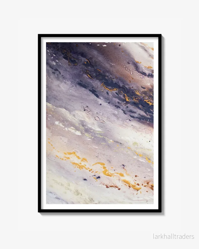 Marble Wave Piece 1 Fine Art Print Abstrakt Havsvåg Blå Guld - Marble Wave Piece 1 | Museumskvalitet - Bild 2